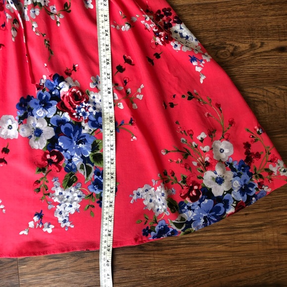 Torrid Coral Floral Print Dress w/ Sleeves - Picture 5 of 8